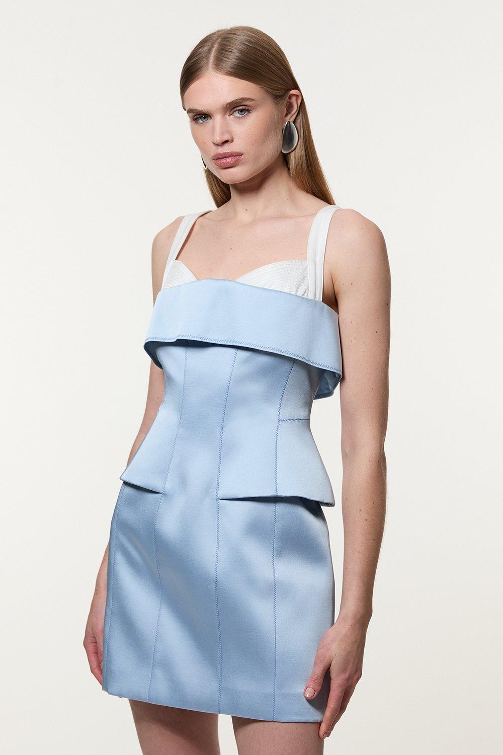 Jersey And Georgette Mix Pleated Sleeveless Mini Dress Jersey And Georgette Mix Pleated Sleeveless Mini Dress